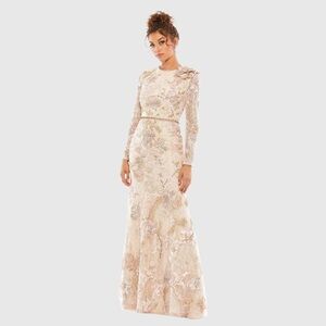 Mac Duggal Floral Embroidered Lace Trumpet Gown 11174